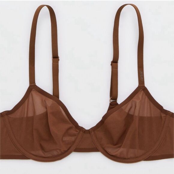 Aerie | Smoothez Balconette Mesh Underwire Bra in Universe Brown Size 34C NWT - Picture 1 of 5